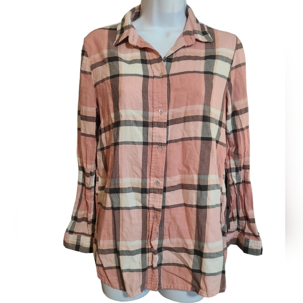 H & M pink plaid button down 4